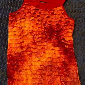 Vibrant Orange Red Textured Dress Shirt